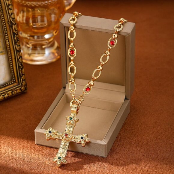 Hypoallergenic Gold Tone Cross Necklace - Faith Jewelry for Every Occasion - Picture 5 of 6
